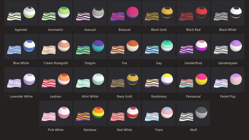 A chart of all 26 knit band colourways, each one named.